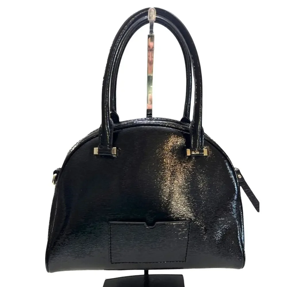 Kate Spade Cedar Street Black Patent Dome Satchel Bag Detachable Strap Dust Bag